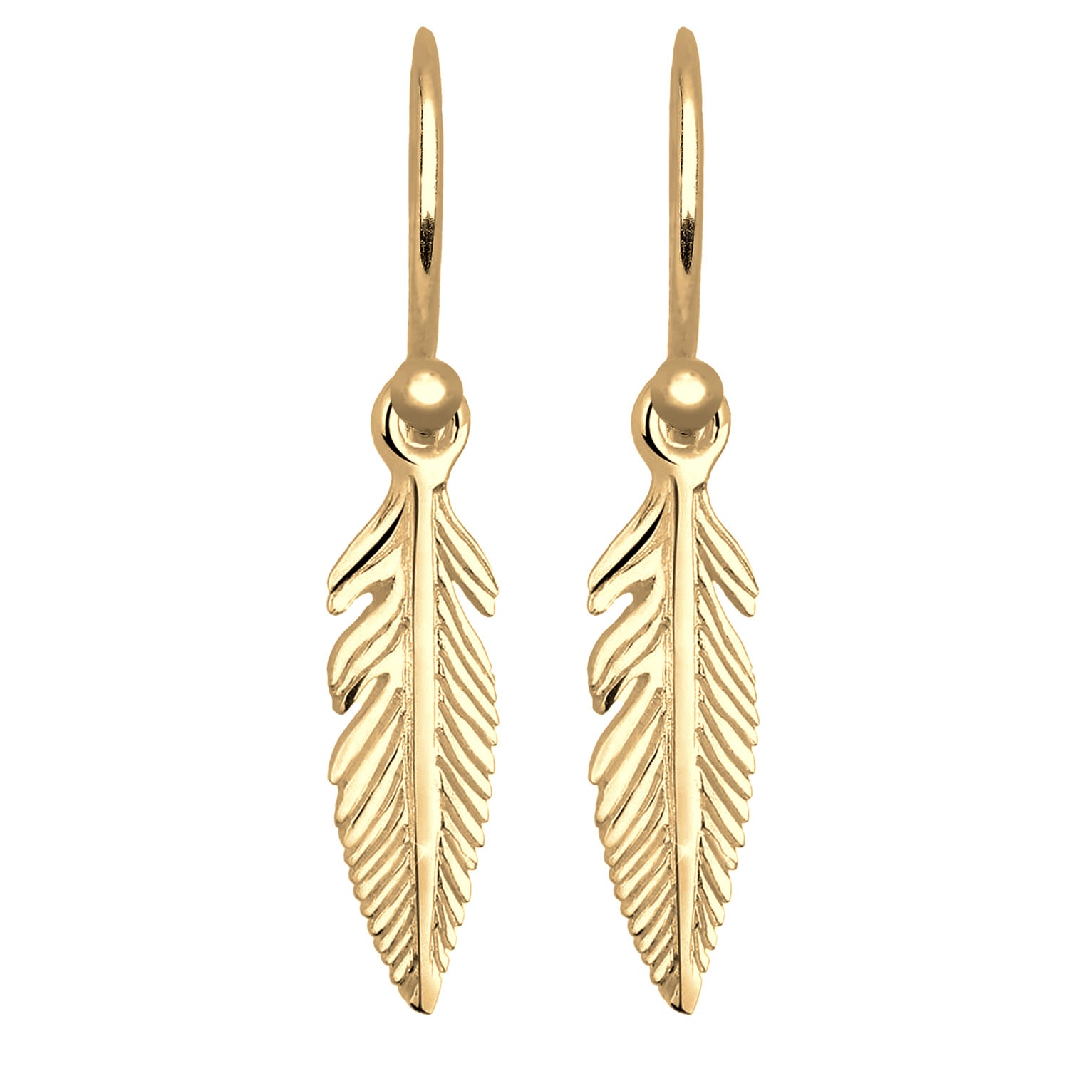 Gold Perhiasan Wanita Perak Asli Lapis Emas Anting Feather Boho