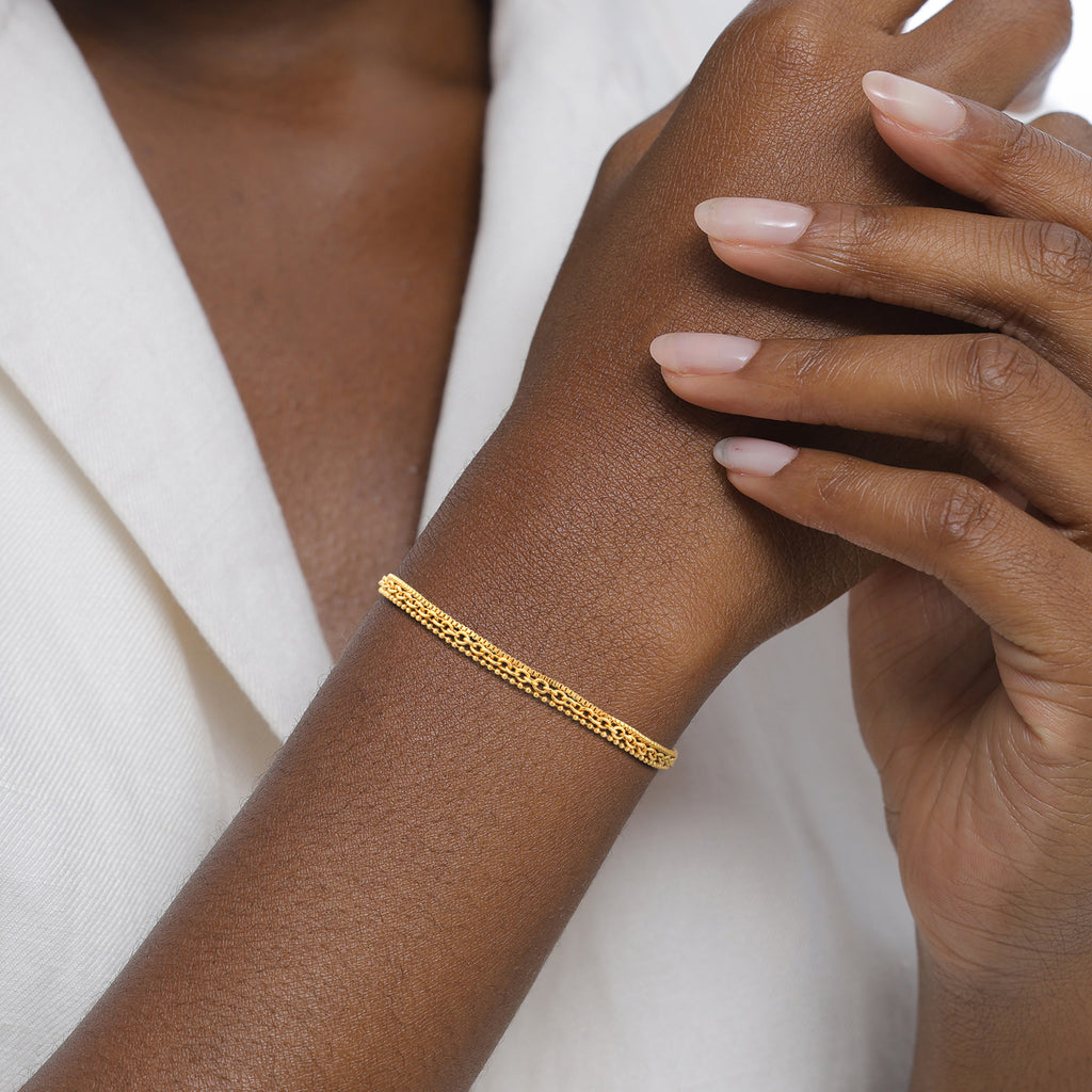 Gold Perhiasan Wanita Perak Asli Lapis Emas Gelang Venetian Chain