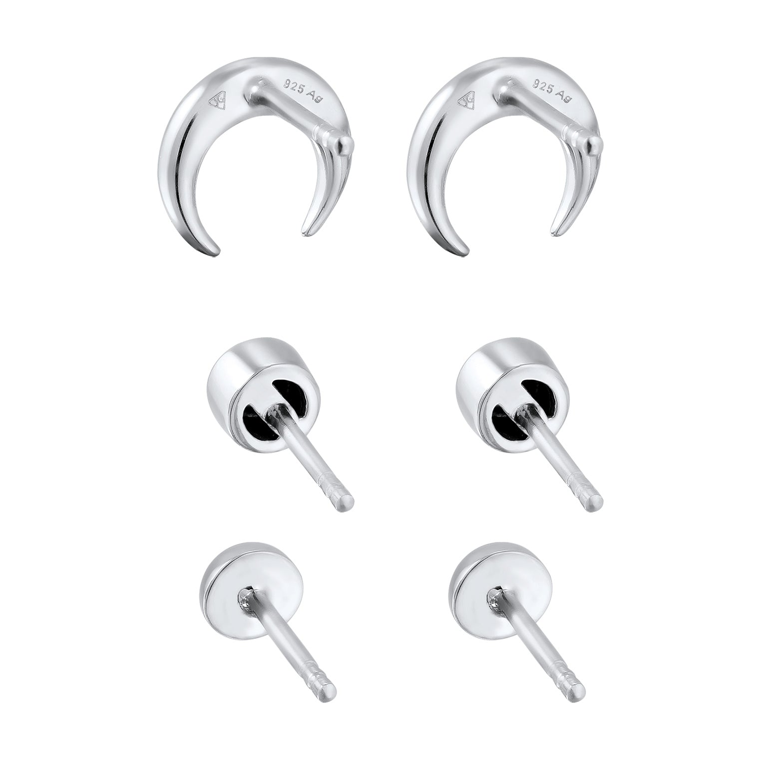 Silver Perhiasan Wanita Perak Asli Anting Crescent White Crystals