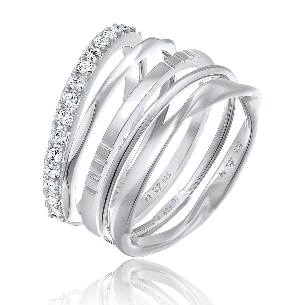 Cincin perak 925 dengan 5 set elegan Elli Jewelry
