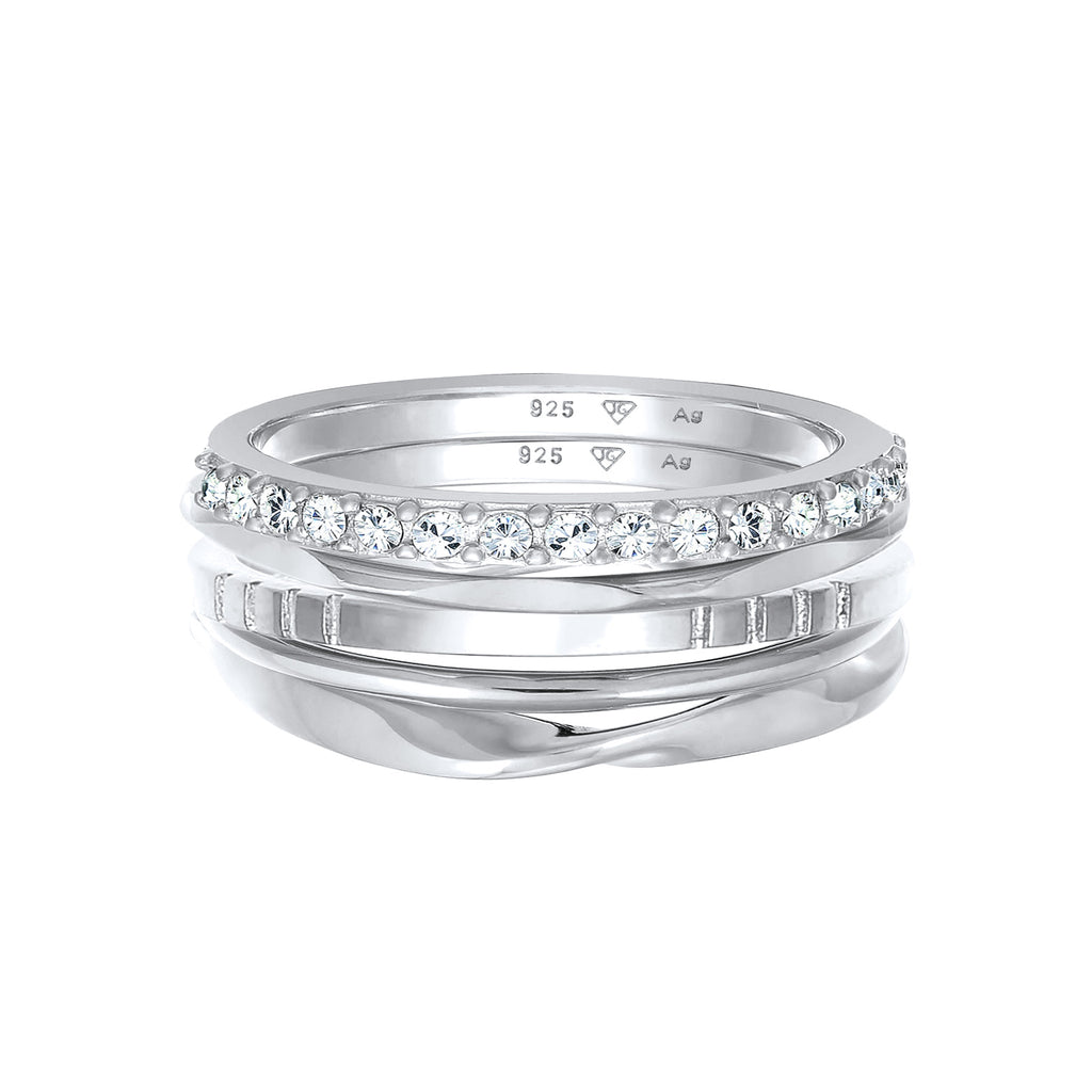 Cincin perak 925 dengan 5 set elegan Elli Jewelry
