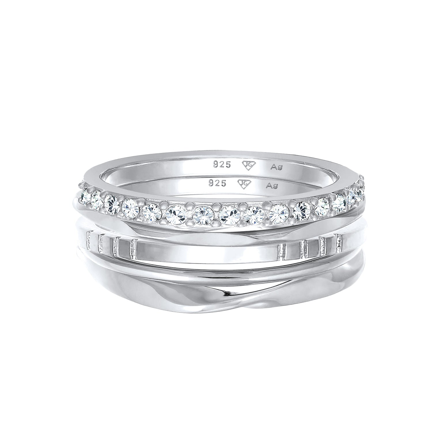 Cincin perak 925 dengan 5 set elegan Elli Jewelry
