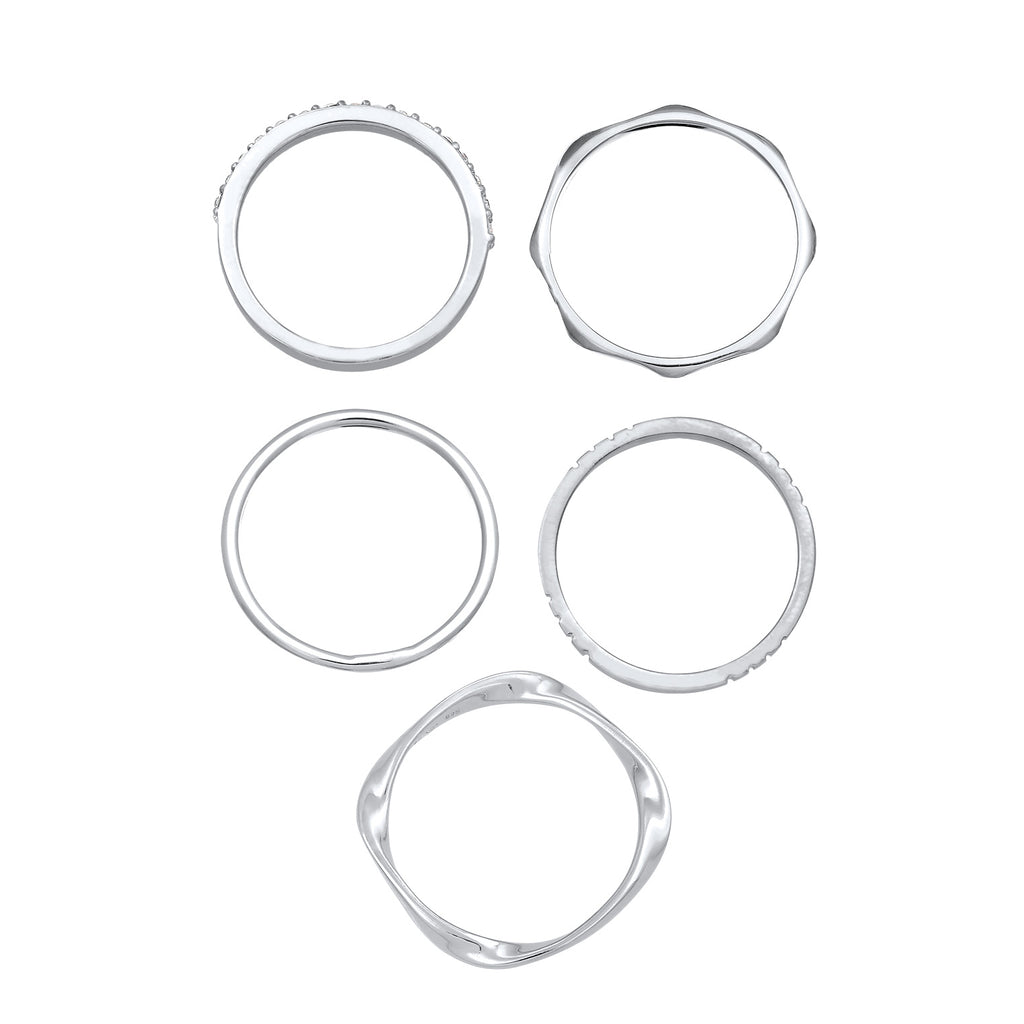 Silver Cincin Perhiasan Perak 925 Wanita Stacking Band Crystals