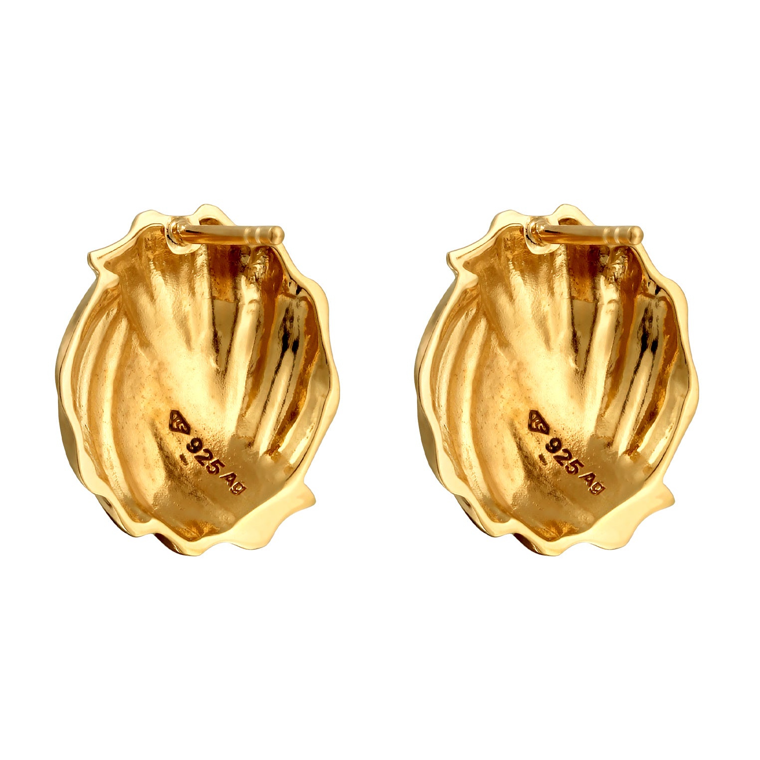 Gold Perhiasan Wanita Perak Asli Lapis Emas Anting Stud Elegant Grooves Round