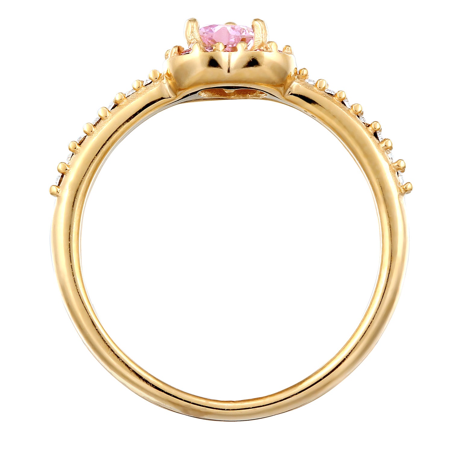 Gold Cincin Perhiasan Perak 925 Wanita Heart Pink Zirconia Gold Plated