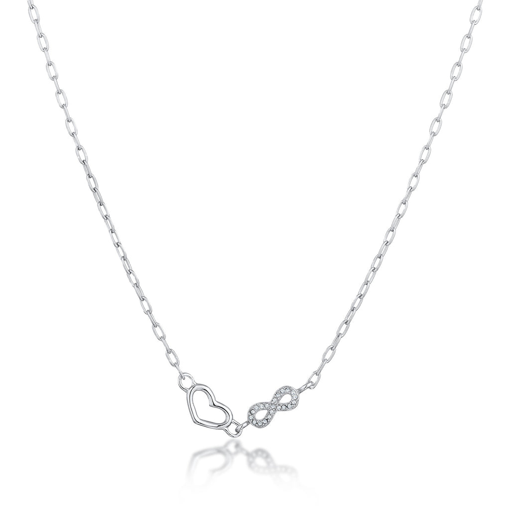 Silver Kalung Perhiasan Perak 925 Wanita Heart Infinity Crystals