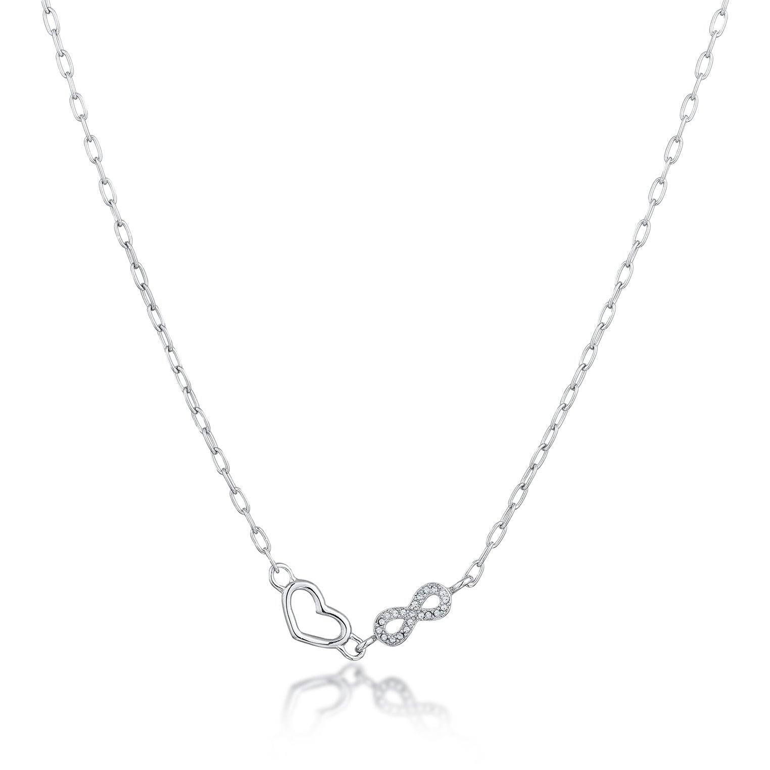 Silver Kalung Perhiasan Perak 925 Wanita Heart Infinity Crystals