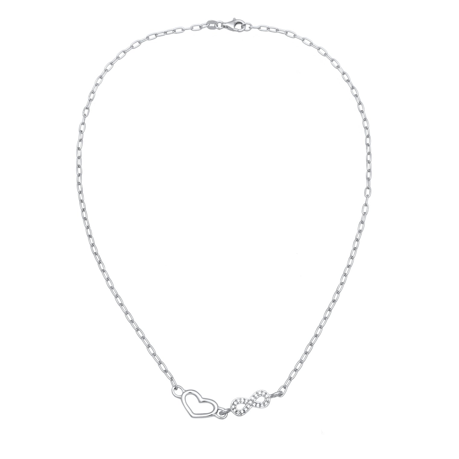 Silver Kalung Perhiasan Perak 925 Wanita Heart Infinity Crystals