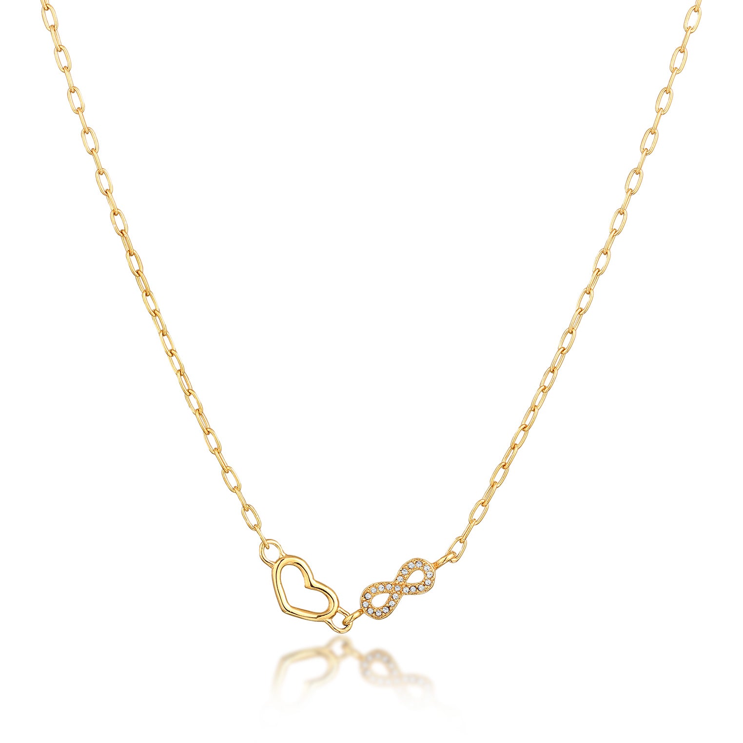 Gold Kalung Perhiasan Perak 925 Wanita Heart Infinity Crystals Gold Plated