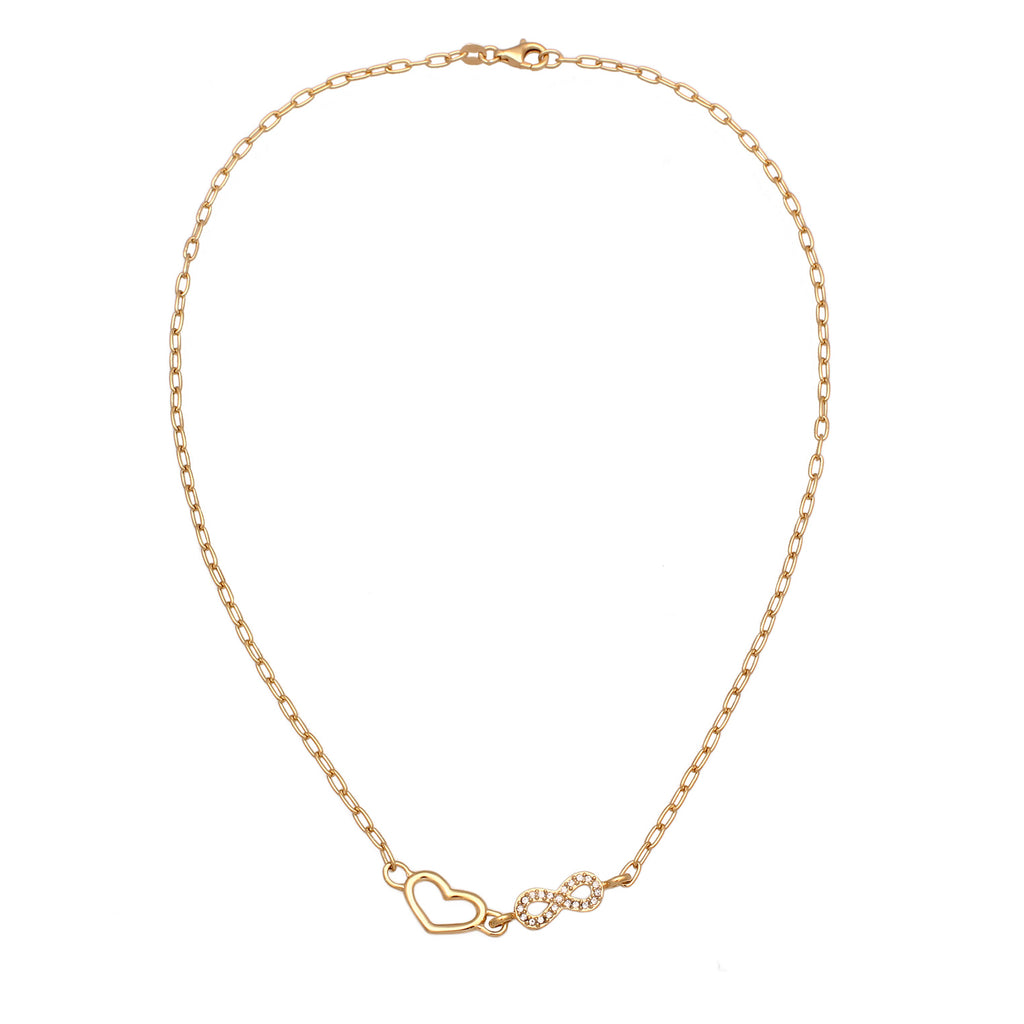 Gold Kalung Perhiasan Perak 925 Wanita Heart Infinity Crystals Gold Plated