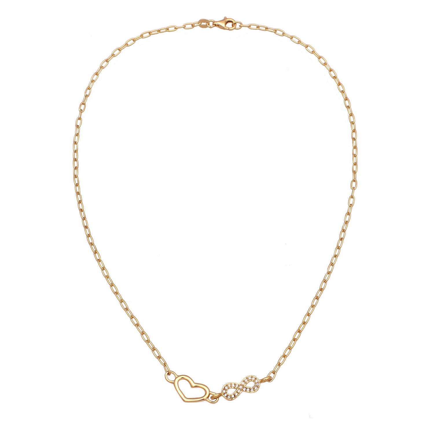 Gold Kalung Perhiasan Perak 925 Wanita Heart Infinity Crystals Gold Plated