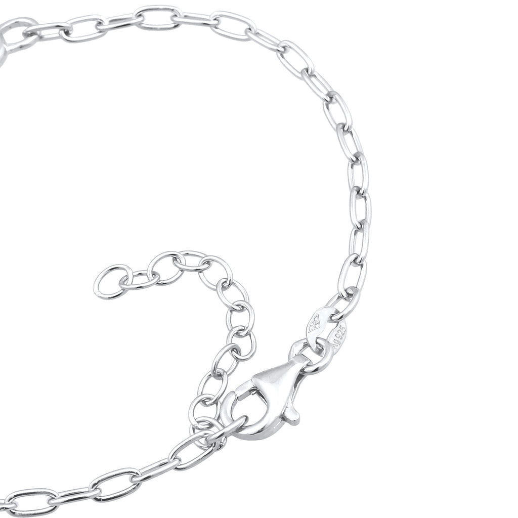 Silver Perhiasan Wanita Perak Asli Gelang Heart Link Crystals