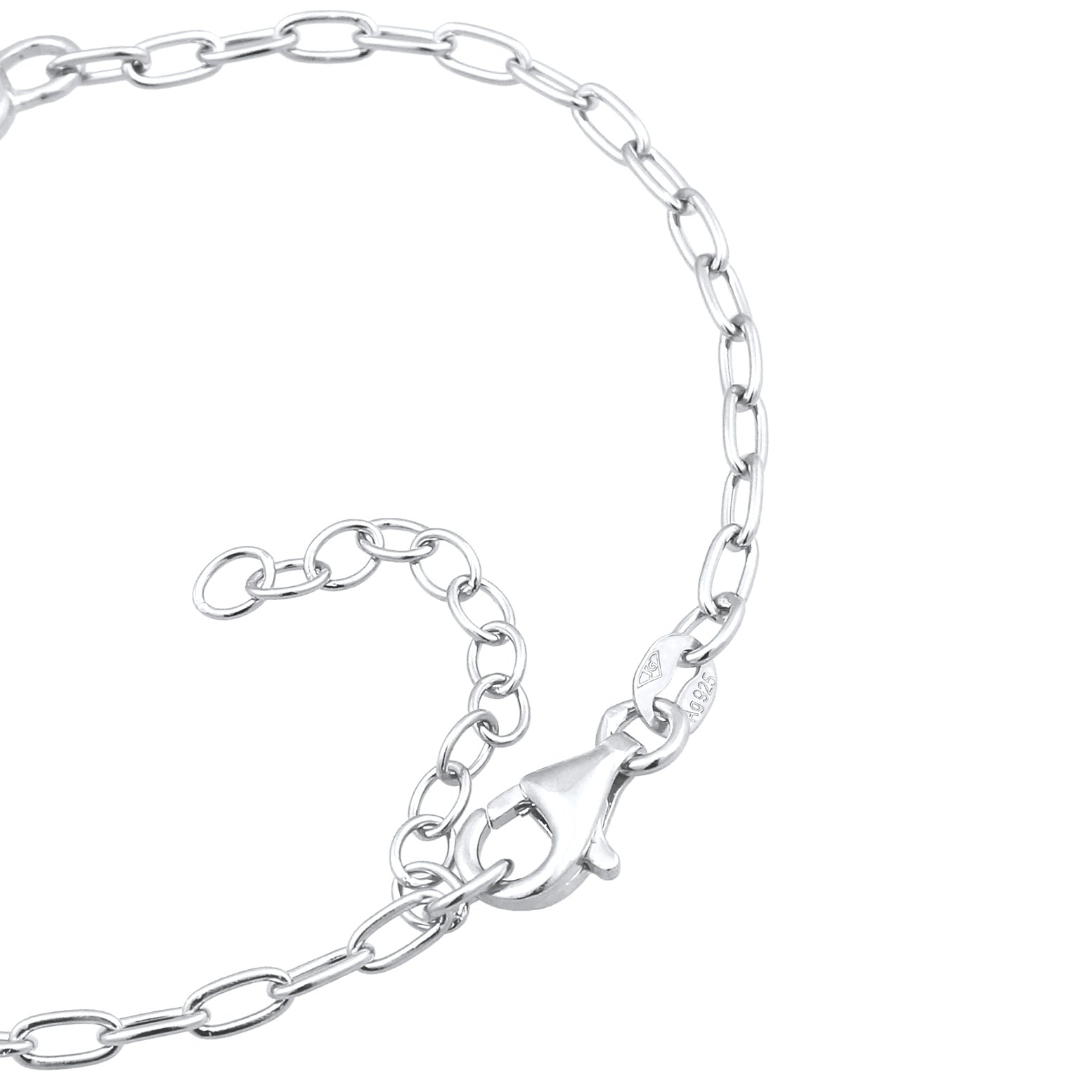 Silver Perhiasan Wanita Perak Asli Gelang Heart Link Crystals