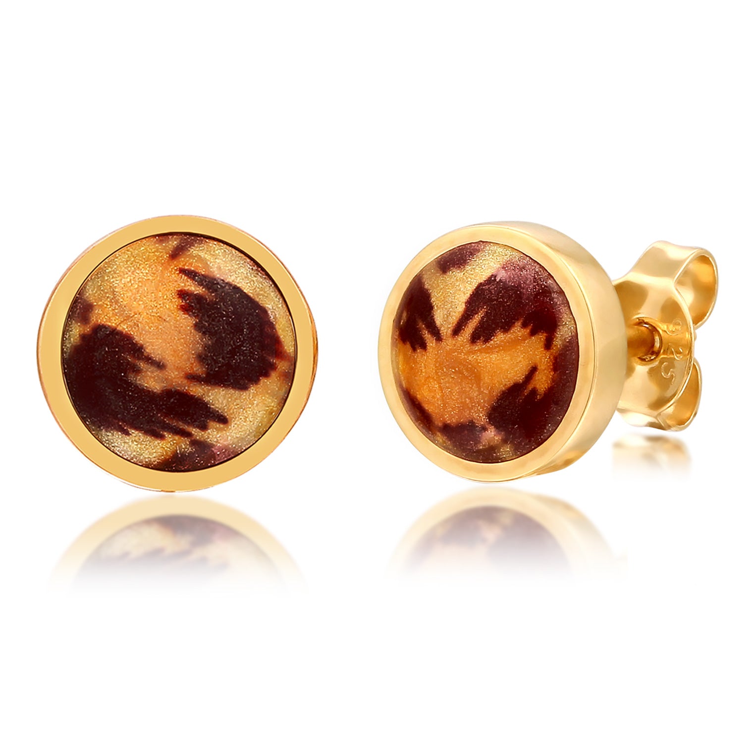 Gold Perhiasan Wanita Perak Asli Lapis Emas Anting Stud Circle Enamel