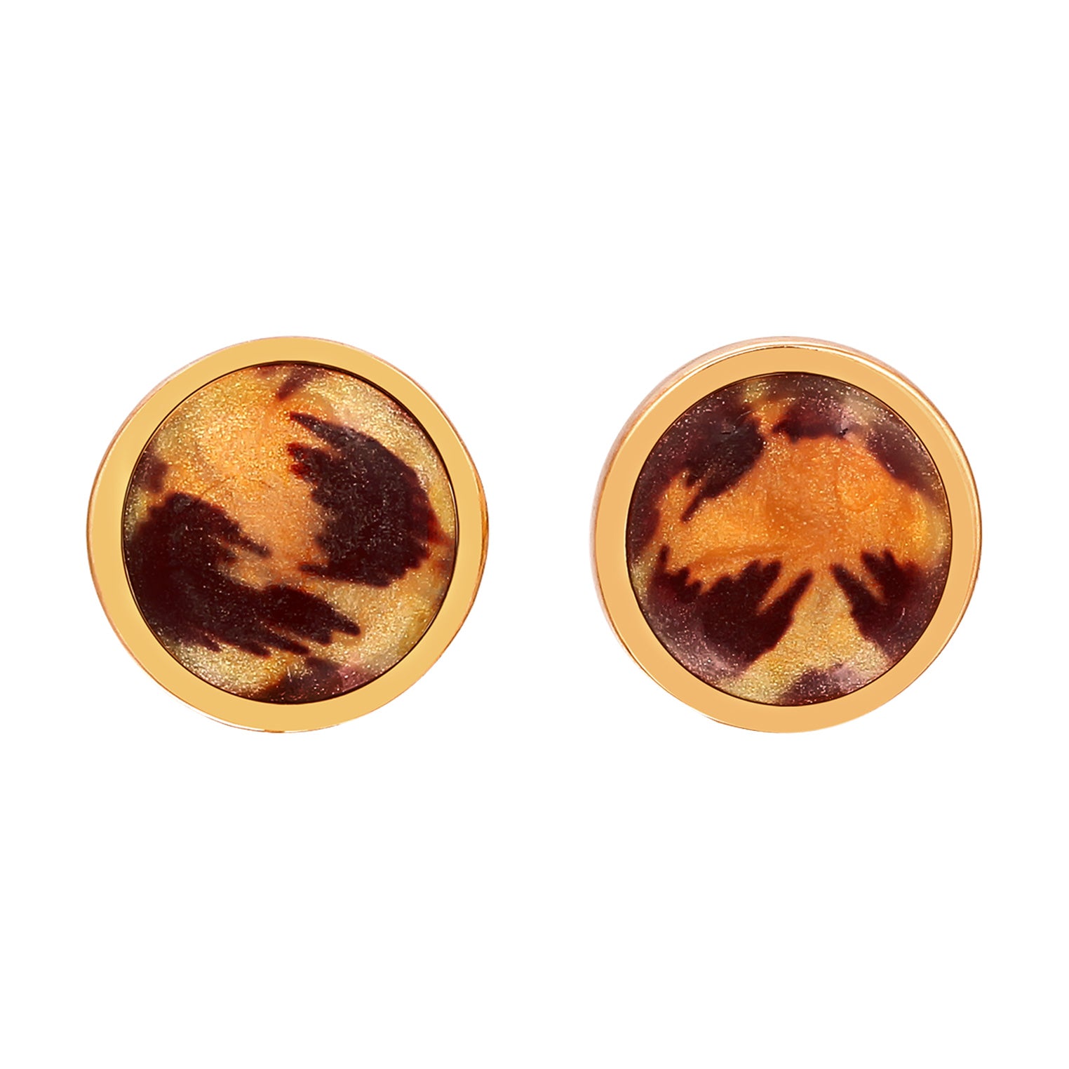Gold Perhiasan Wanita Perak Asli Lapis Emas Anting Stud Circle Enamel