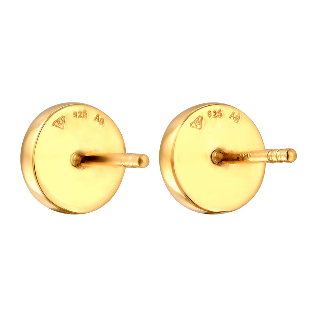 Gold Perhiasan Wanita Perak Asli Lapis Emas Anting Stud Circle Enamel