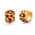 Gold Perhiasan Wanita Perak Asli Lapis Emas Anting Creoles Enamel Leopard