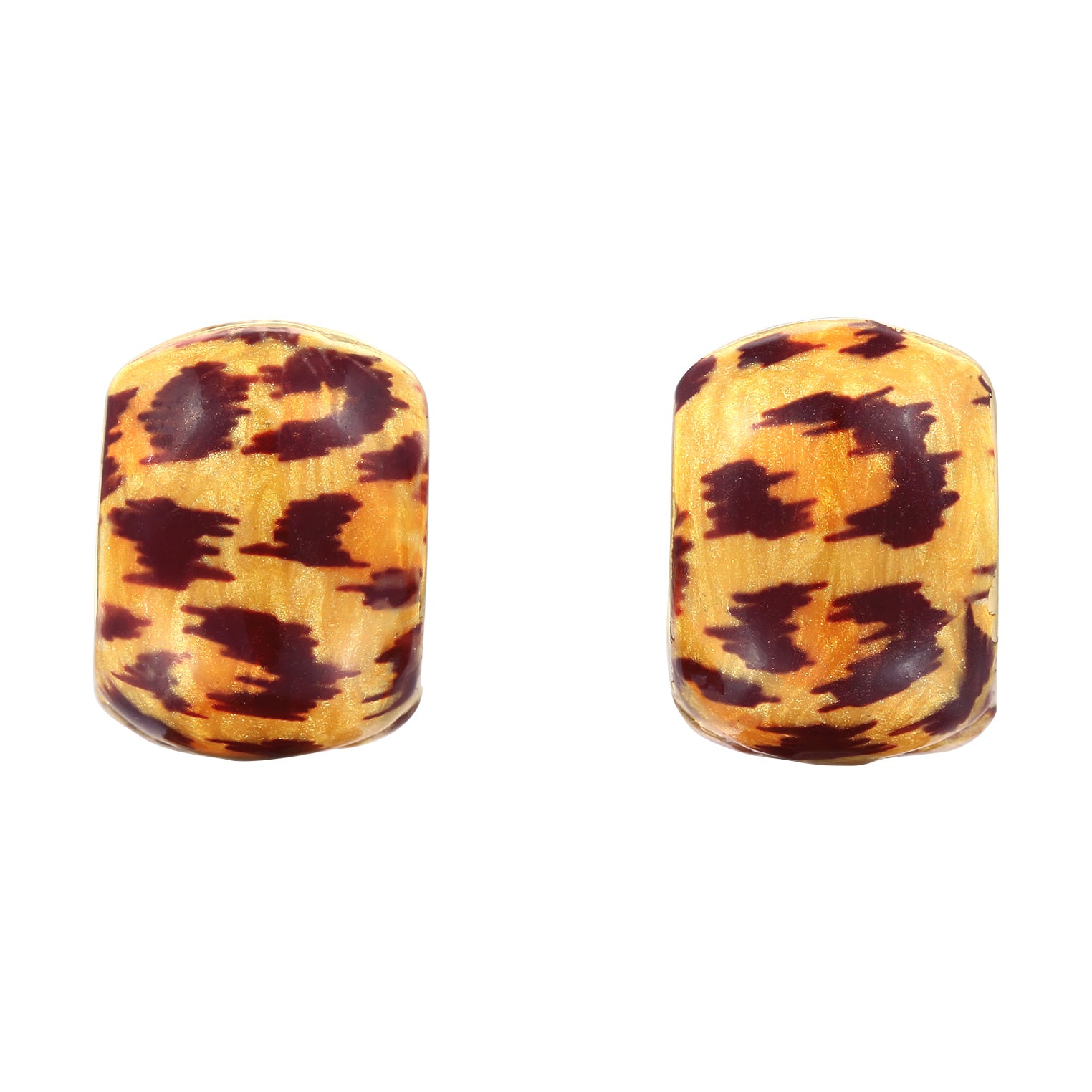 Gold Perhiasan Wanita Perak Asli Lapis Emas Anting Creoles Enamel Leopard