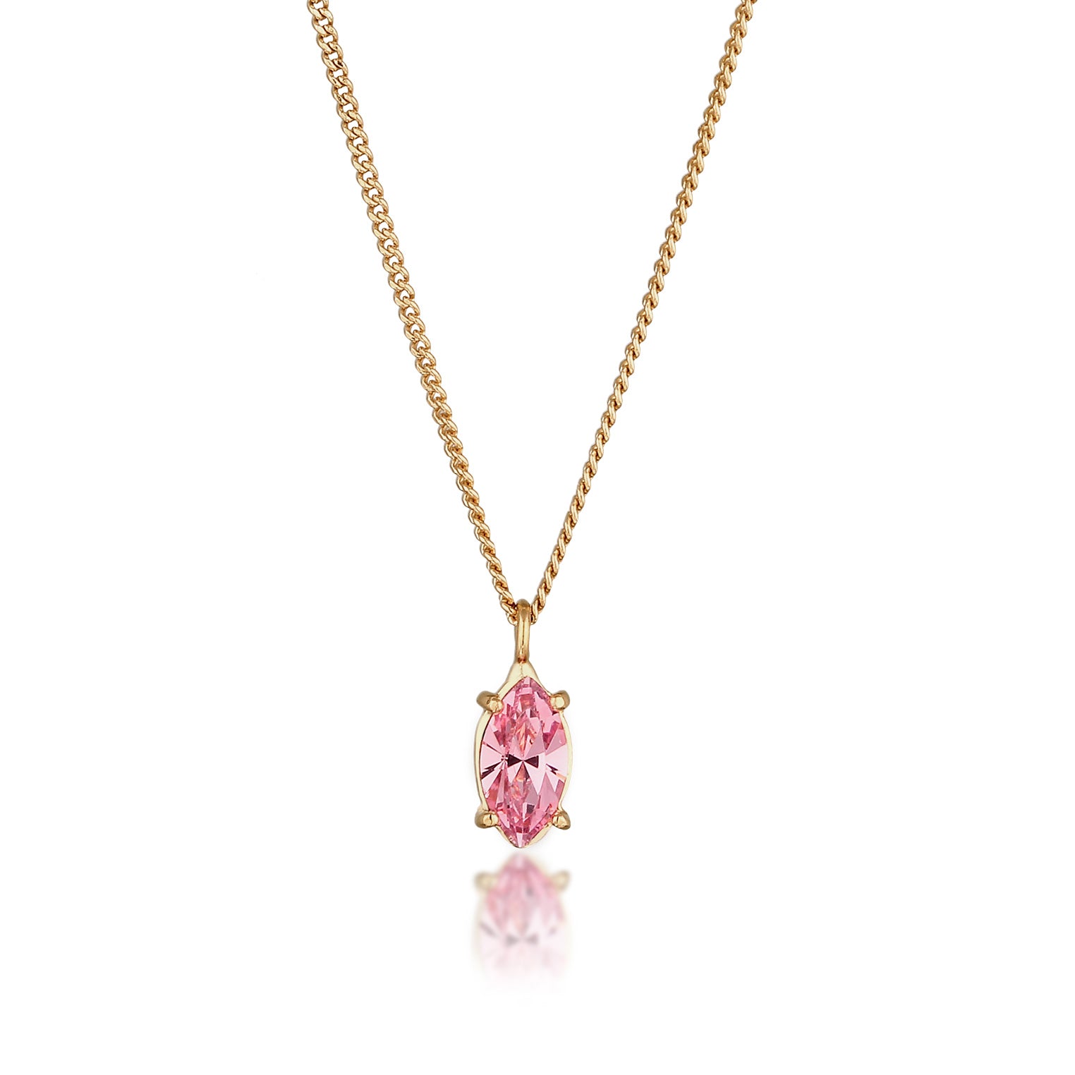 Gold Kalung Perhiasan Perak 925 Wanita Oval Rose Crystals Gold Plated