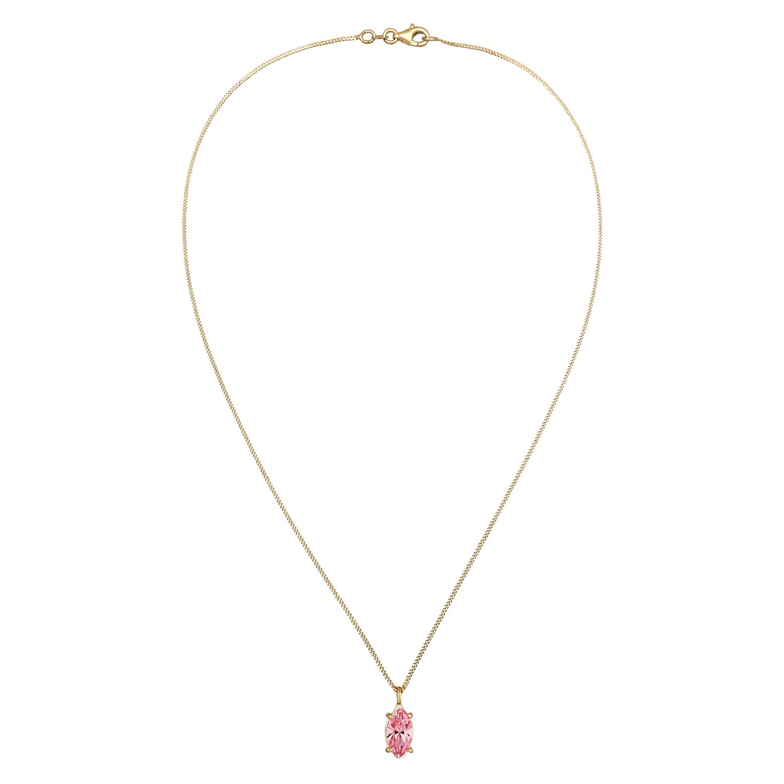 Gold Kalung Perhiasan Perak 925 Wanita Oval Rose Crystals Gold Plated