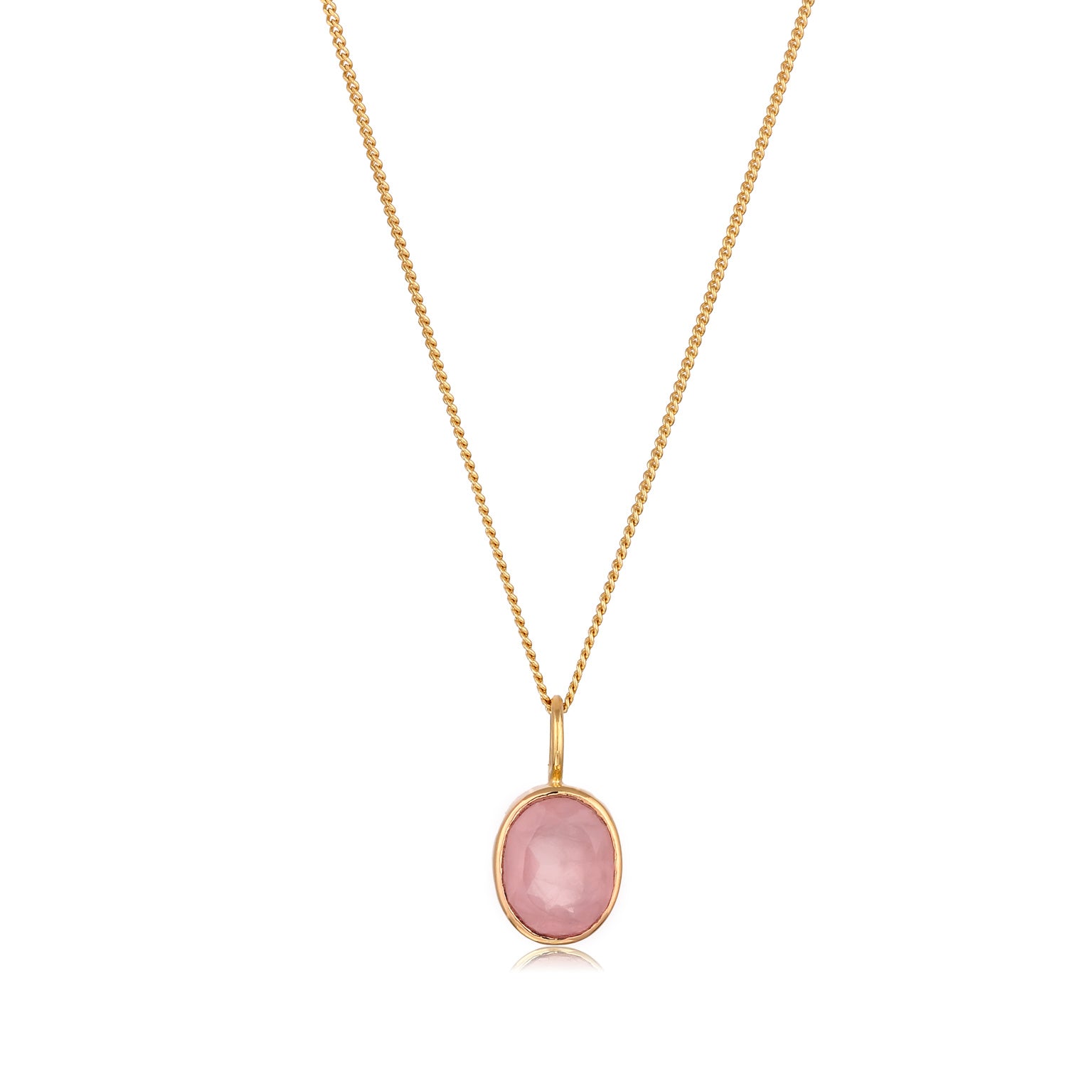 Gold Kalung Perhiasan Perak 925 Wanita Rose Quartz Gold Plated