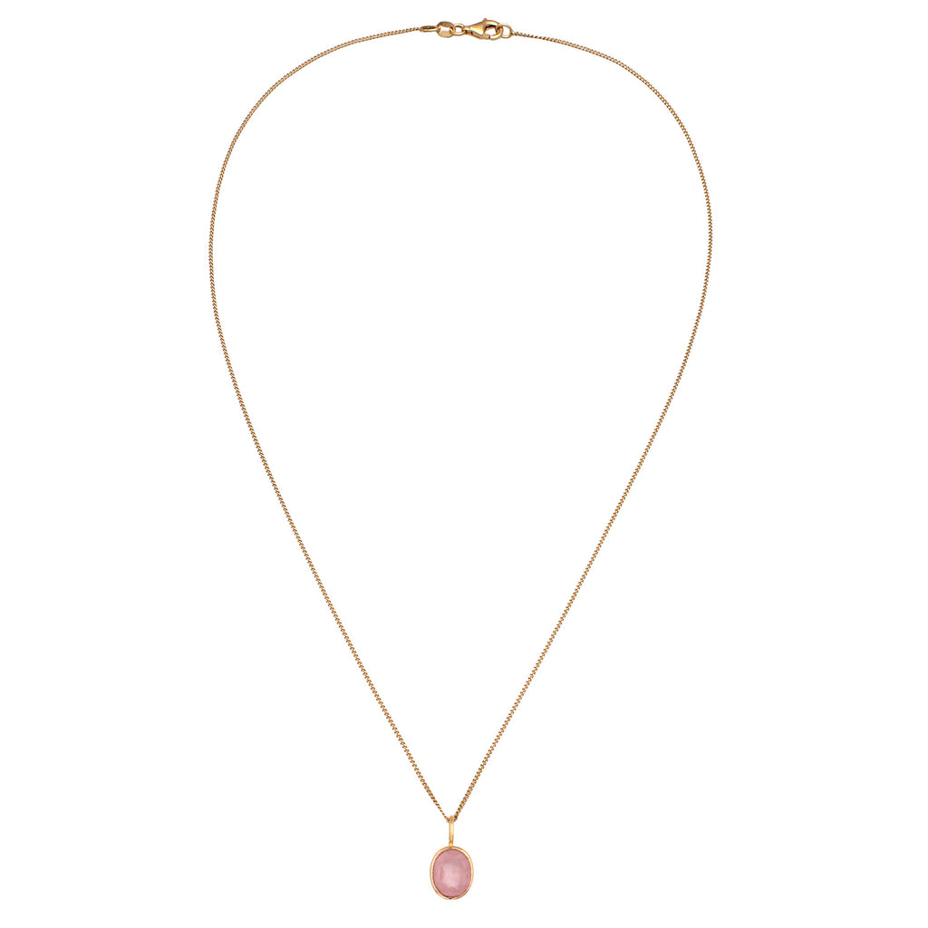 Gold Kalung Perhiasan Perak 925 Wanita Rose Quartz Gold Plated