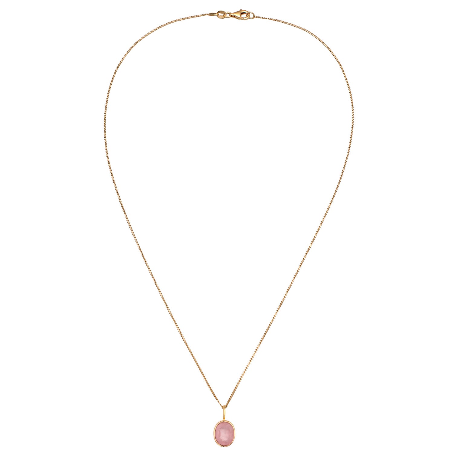 Gold Kalung Perhiasan Perak 925 Wanita Rose Quartz Gold Plated