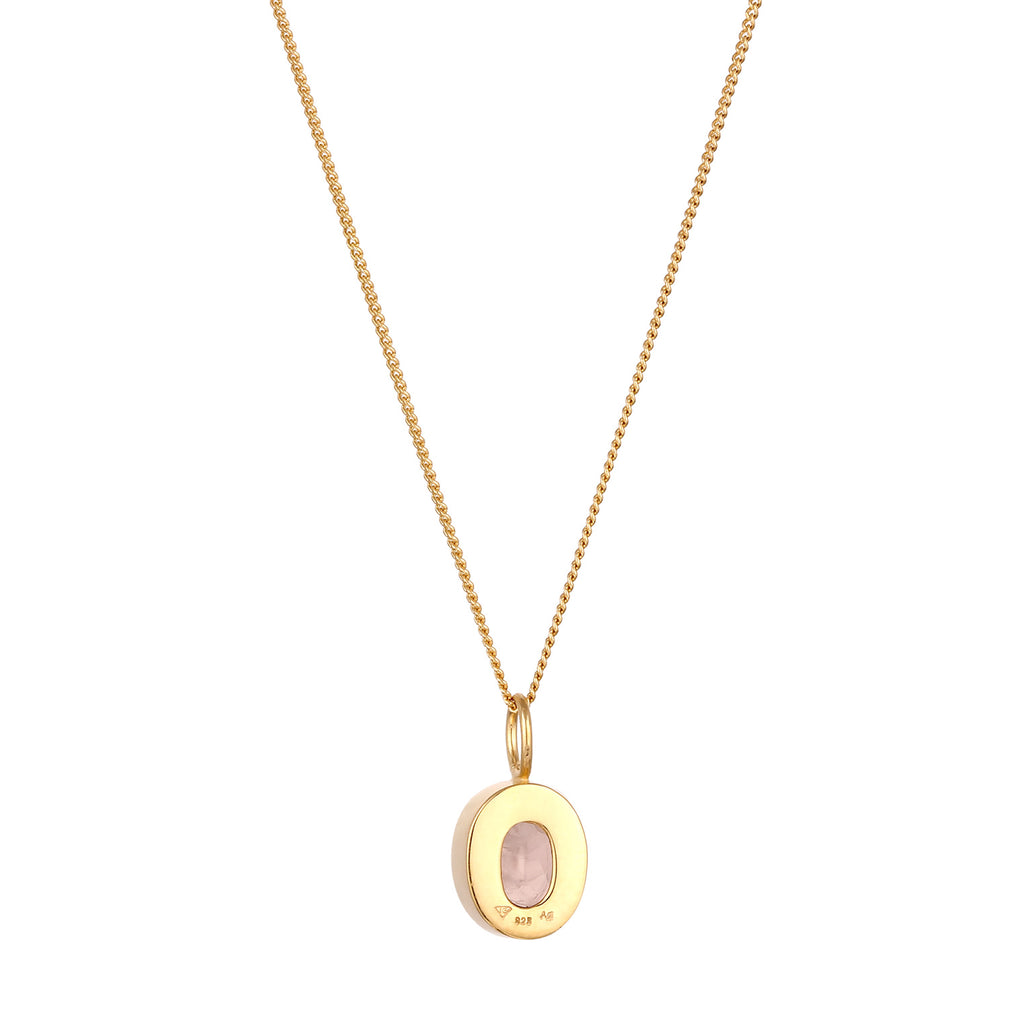 Gold Kalung Perhiasan Perak 925 Wanita Rose Quartz Gold Plated
