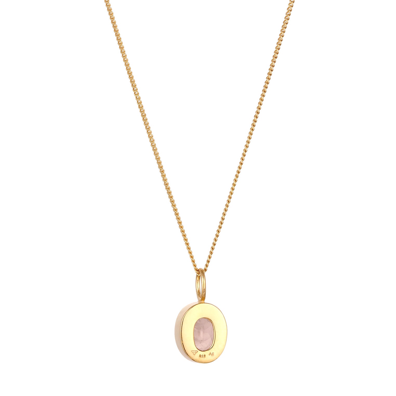 Gold Kalung Perhiasan Perak 925 Wanita Rose Quartz Gold Plated