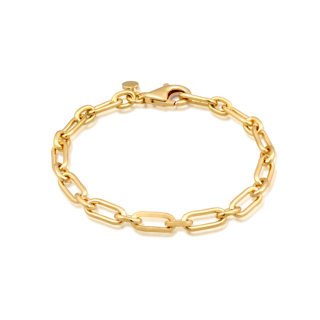 Gold Gelang Perhiasan Perak 925 Wanita Basic Link Chain Gold Plated