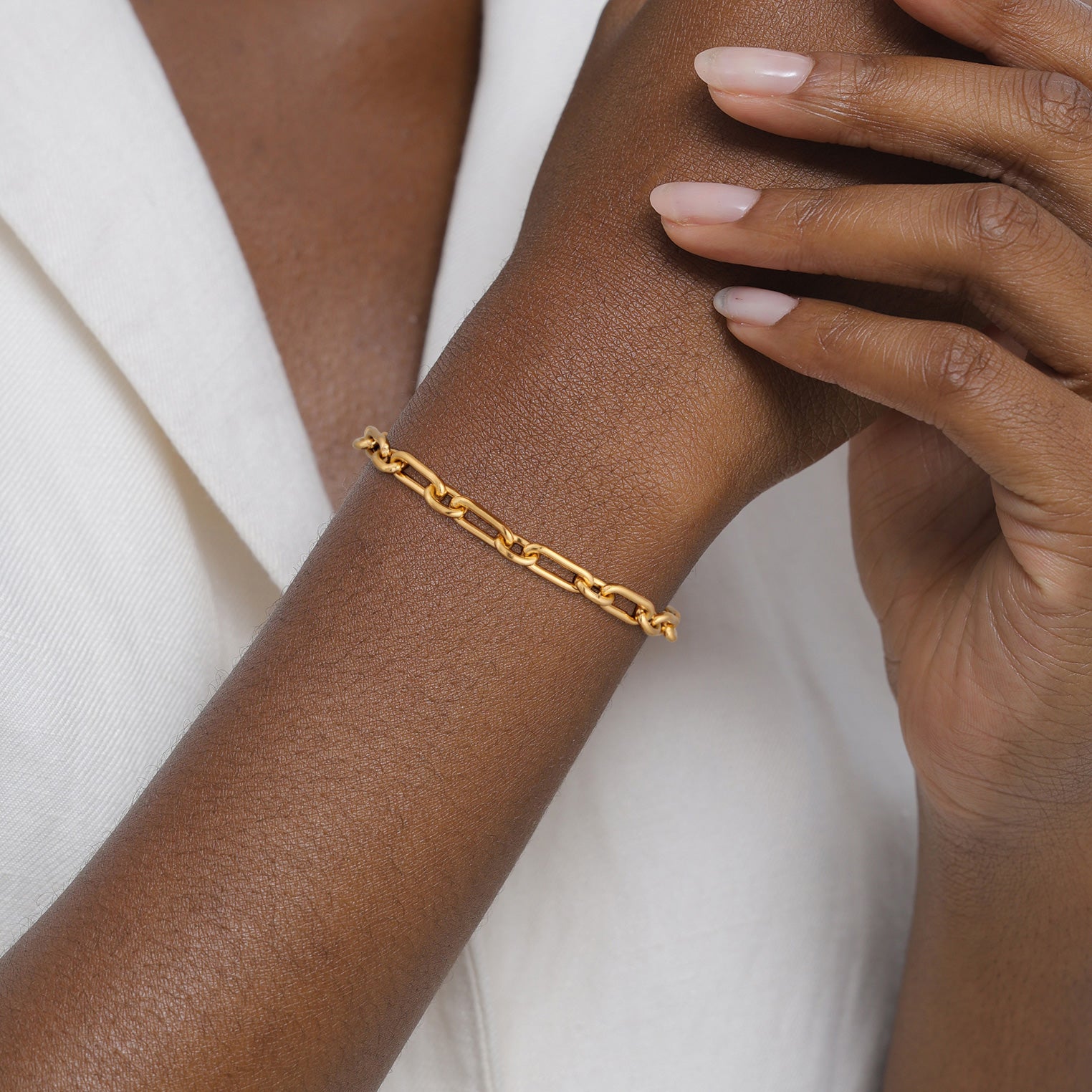 Gold Gelang Perhiasan Perak 925 Wanita Basic Link Chain Gold Plated