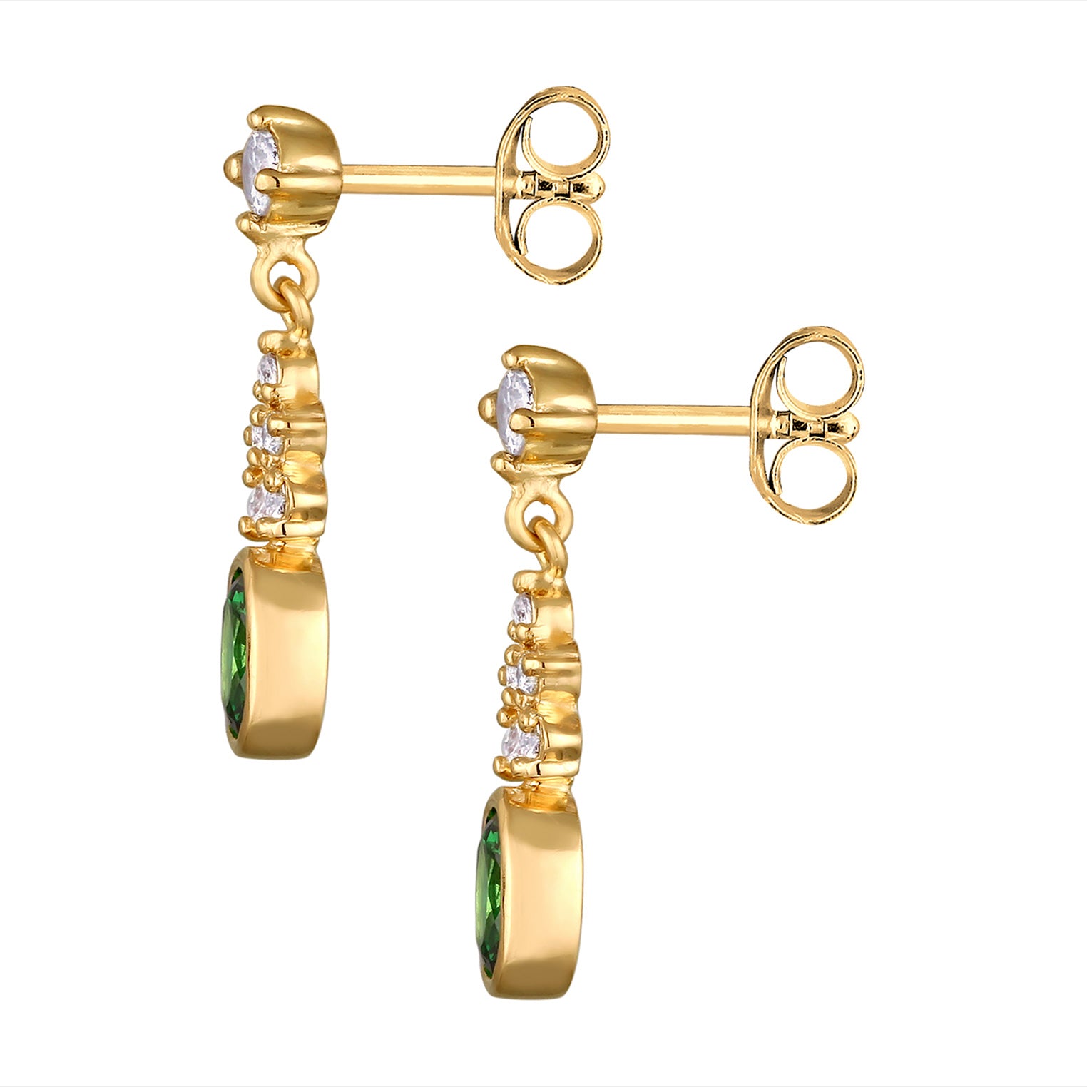 Gold Perhiasan Wanita Perak Asli Lapis Emas Anting Zirconia Green White
