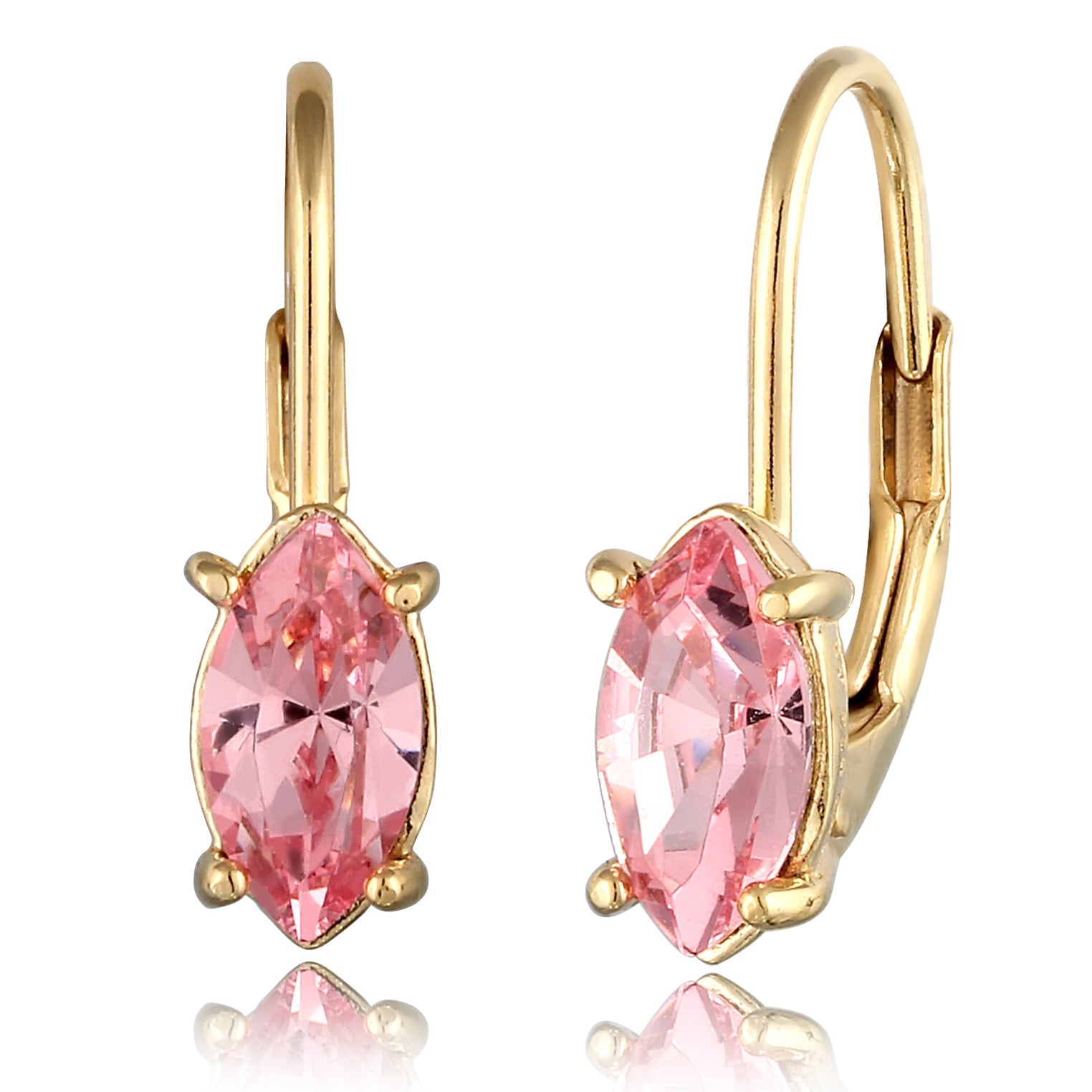 Gold Perhiasan Wanita Perak Asli Lapis Emas Anting Oval Rose Crystals