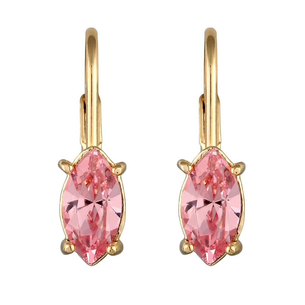 Gold Perhiasan Wanita Perak Asli Lapis Emas Anting Oval Rose Crystals