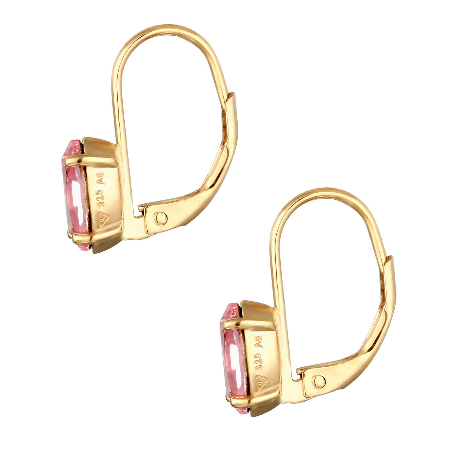 Gold Perhiasan Wanita Perak Asli Lapis Emas Anting Oval Rose Crystals