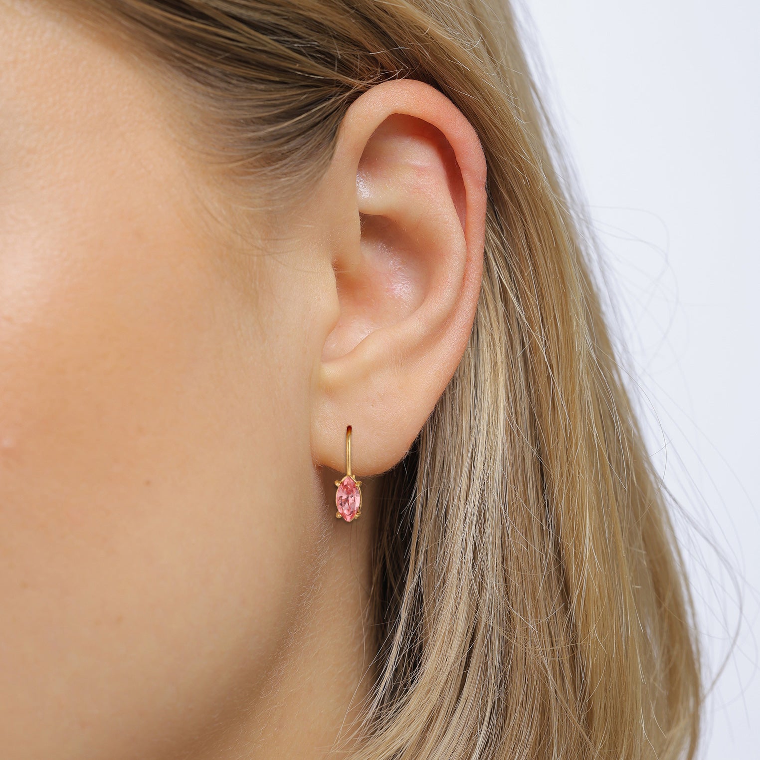 Gold Perhiasan Wanita Perak Asli Lapis Emas Anting Oval Rose Crystals