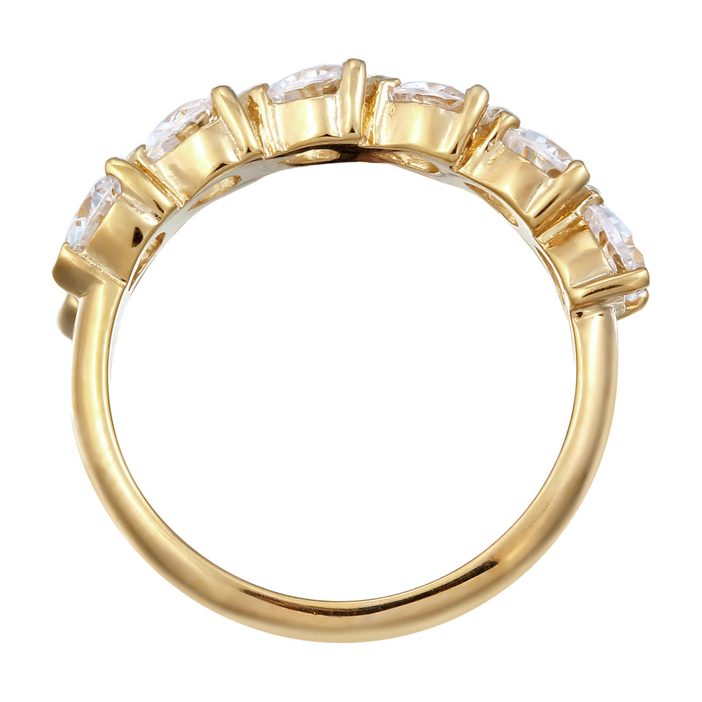 Gold Cincin Perhiasan Perak 925 Wanita Heart Zirconia Gold Plated
