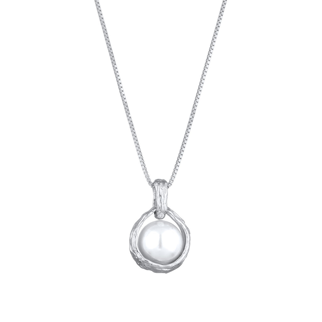 Silver Kalung Perhiasan Perak 925 Wanita Ball dengan Pendant Shell Pearl