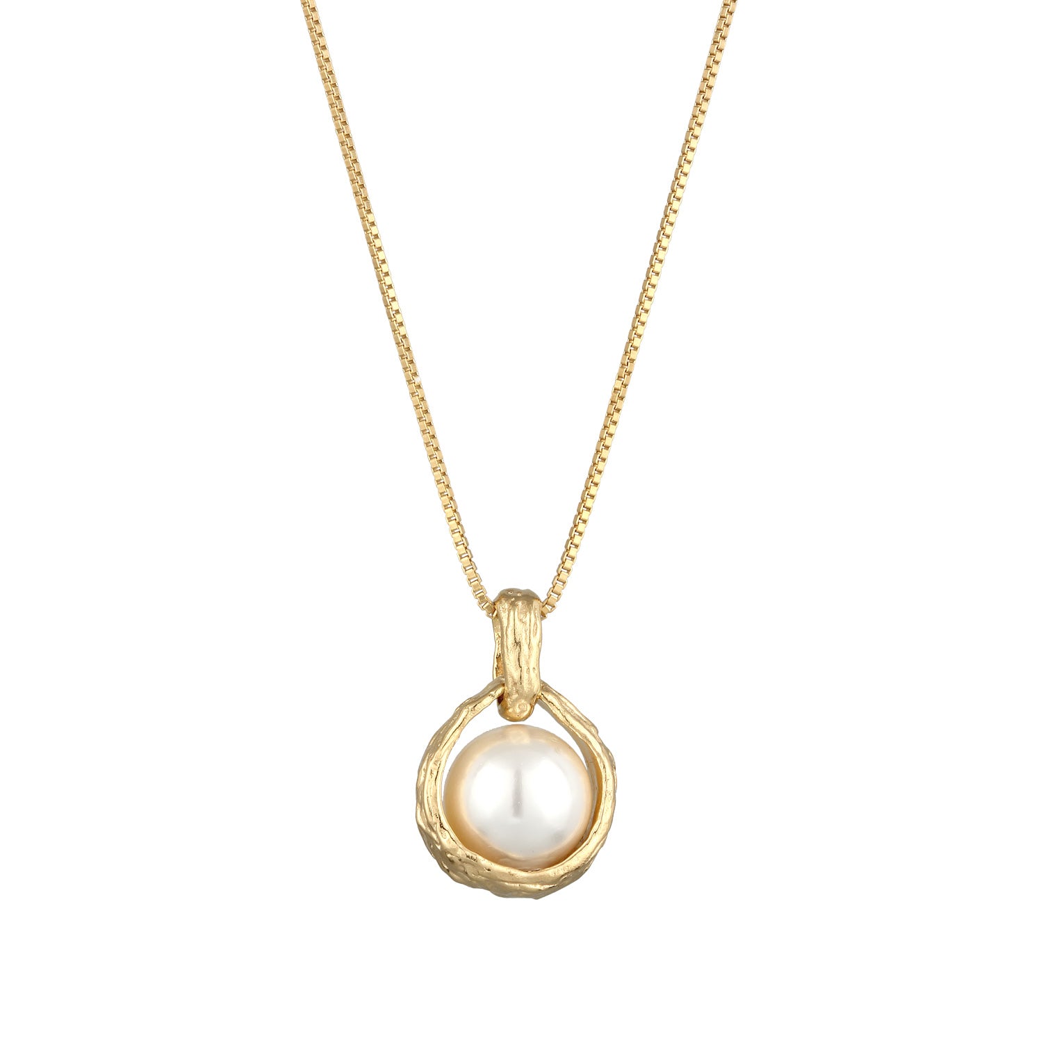 Gold Kalung Perhiasan Perak 925 Wanita Ball dengan Pendant Shell Pearl Gold Plated