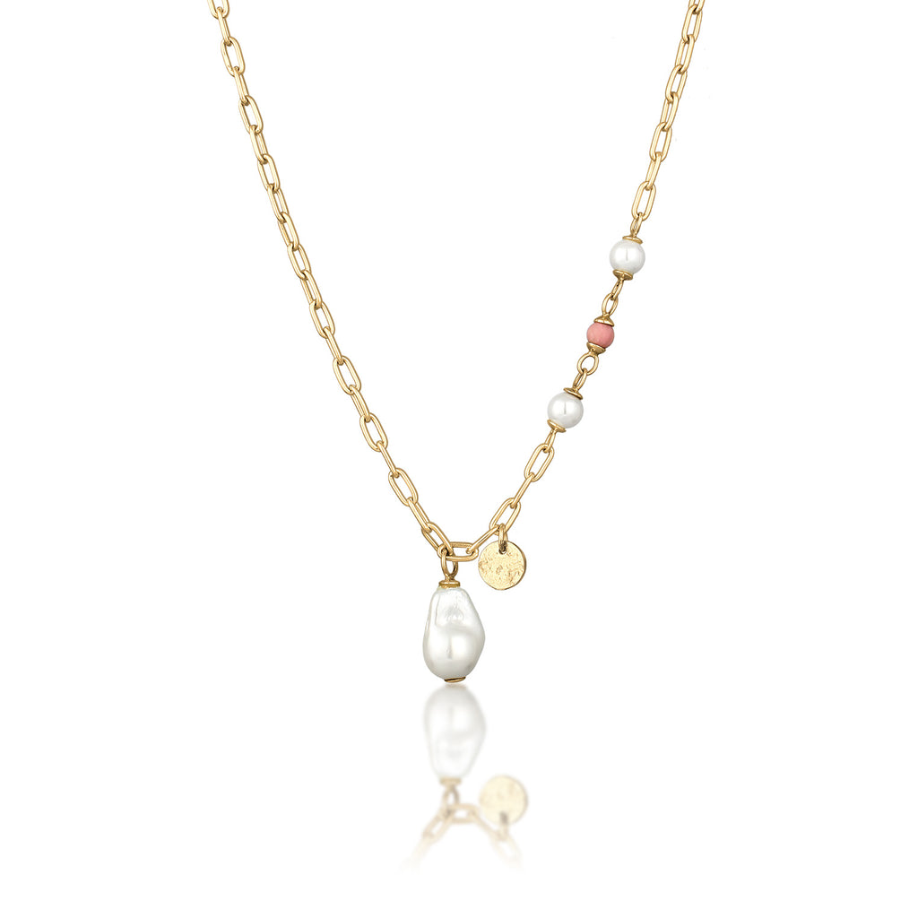 Kalung perak 925 lapis emas dengan rhodonite pearl elegan Elli Jewelry