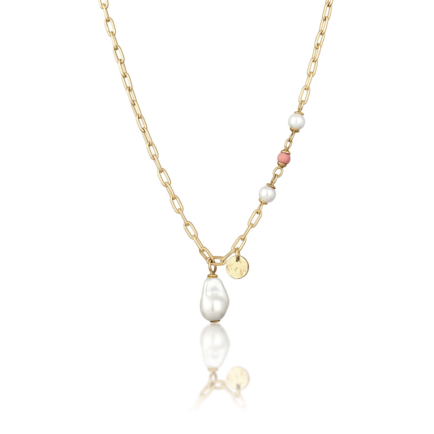 Kalung perak 925 lapis emas dengan rhodonite pearl elegan Elli Jewelry