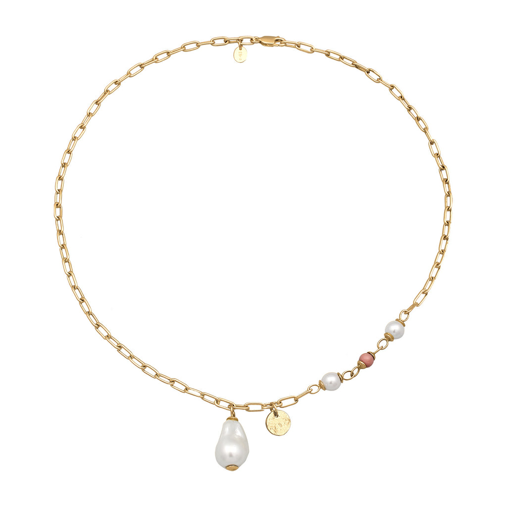 Kalung perak 925 lapis emas dengan rhodonite pearl elegan Elli Jewelry