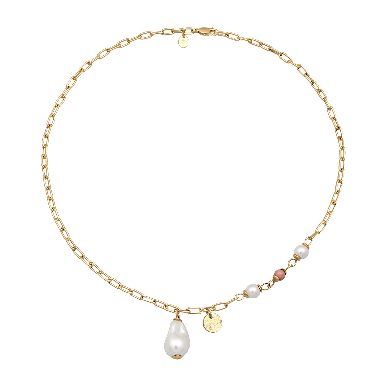 Kalung perak 925 lapis emas dengan rhodonite pearl elegan Elli Jewelry
