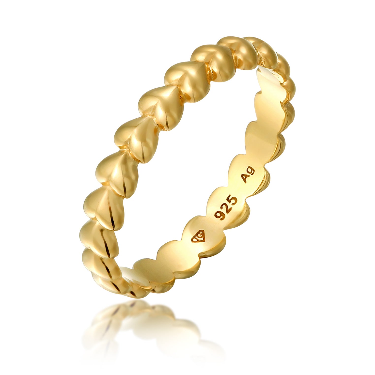 Gold Cincin Perhiasan Perak 925 Wanita Bandring Heart Gold Plated