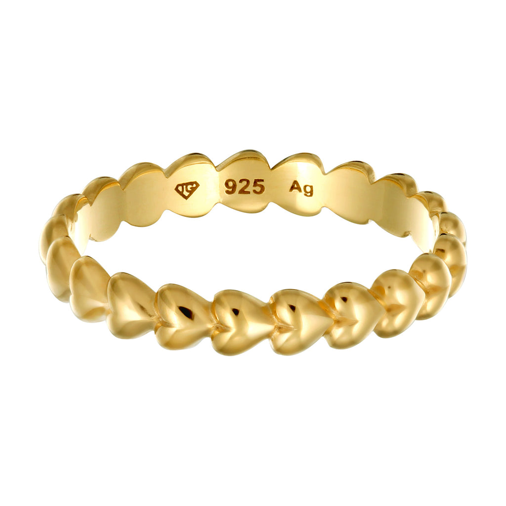 Gold Cincin Perhiasan Perak 925 Wanita Bandring Heart Gold Plated