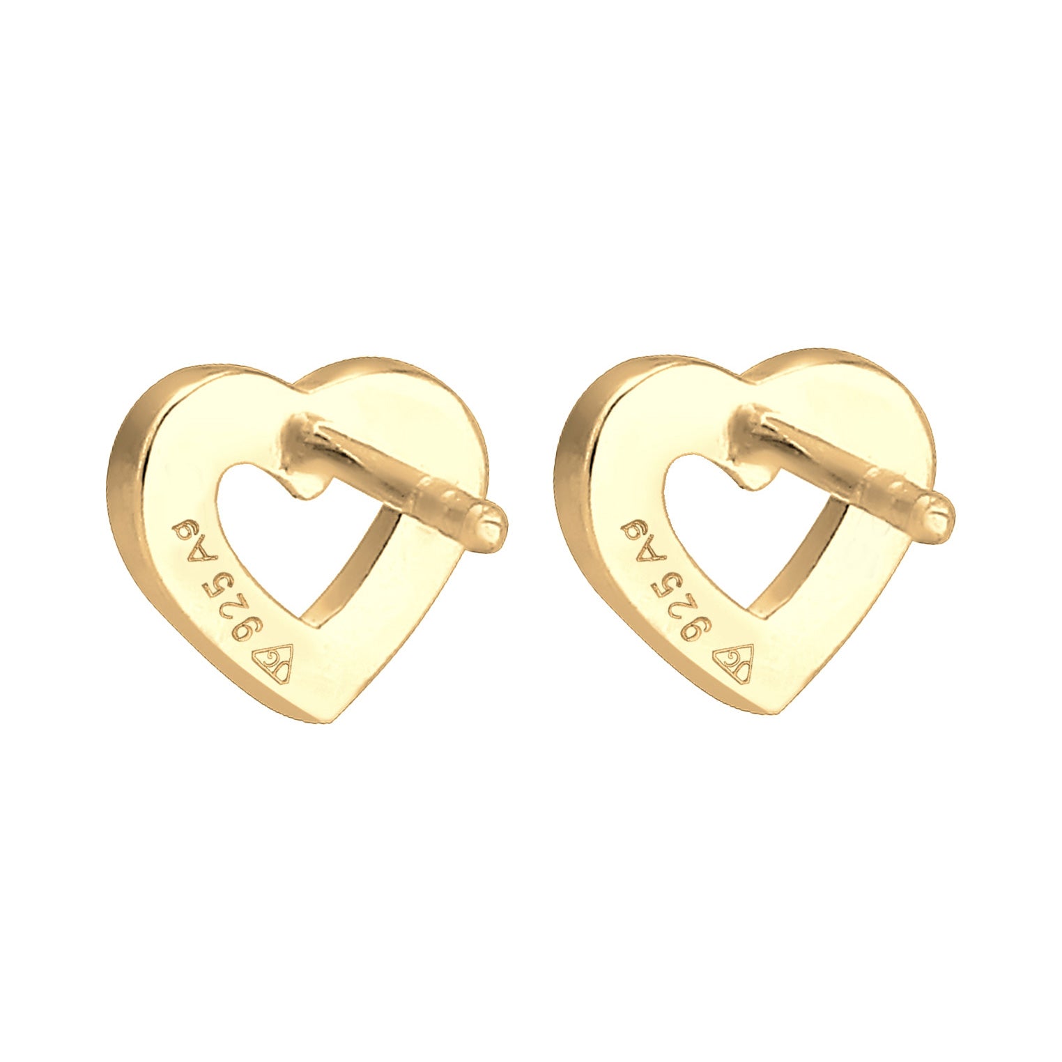 Gold Perhiasan Wanita Perak Asli Lapis Emas Anting Stud Heart Crystals