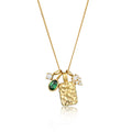 Gold Kalung Perhiasan Perak 925 Wanita Coin Organic Zirconia Green White Gold Plated