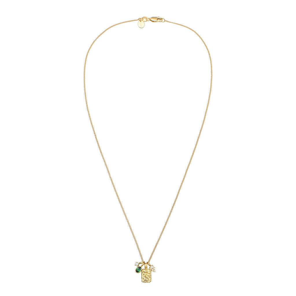 Gold Kalung Perhiasan Perak 925 Wanita Coin Organic Zirconia Green White Gold Plated