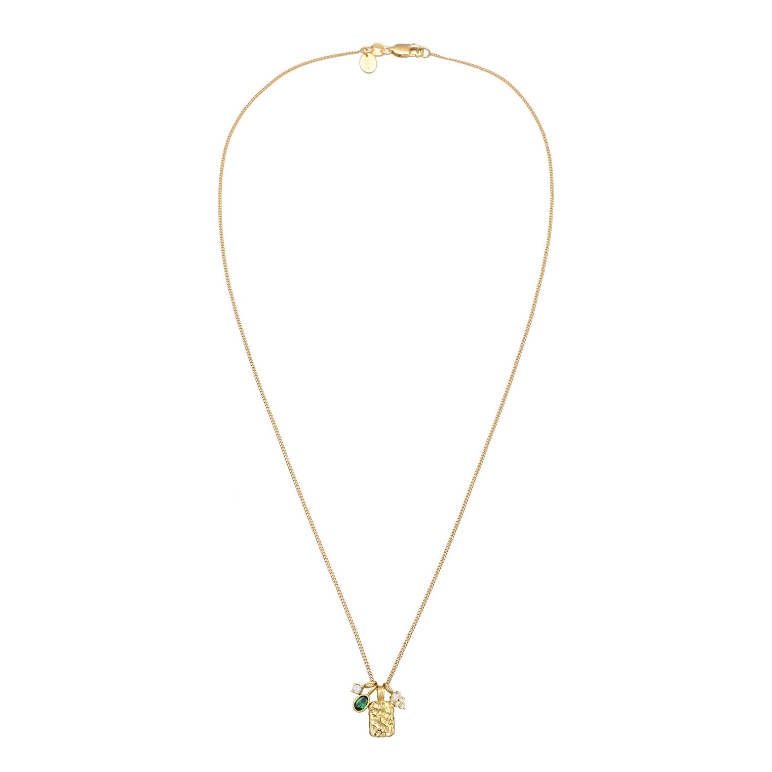 Gold Kalung Perhiasan Perak 925 Wanita Coin Organic Zirconia Green White Gold Plated