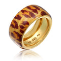 Gold Perhiasan Wanita Perak Asli Lapis Emas Cincin Enamel Leopard